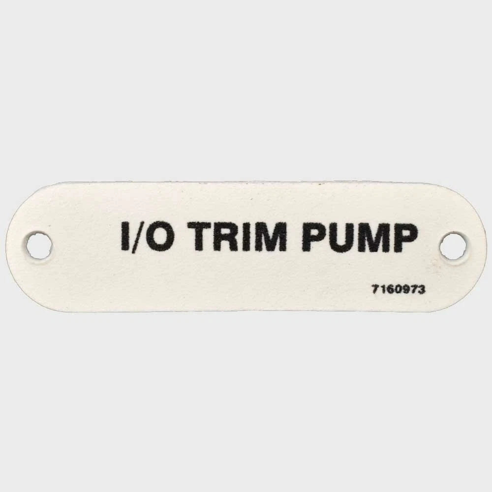 Boat Label Tag 7160973 - I/O Trim Pump White Plastic