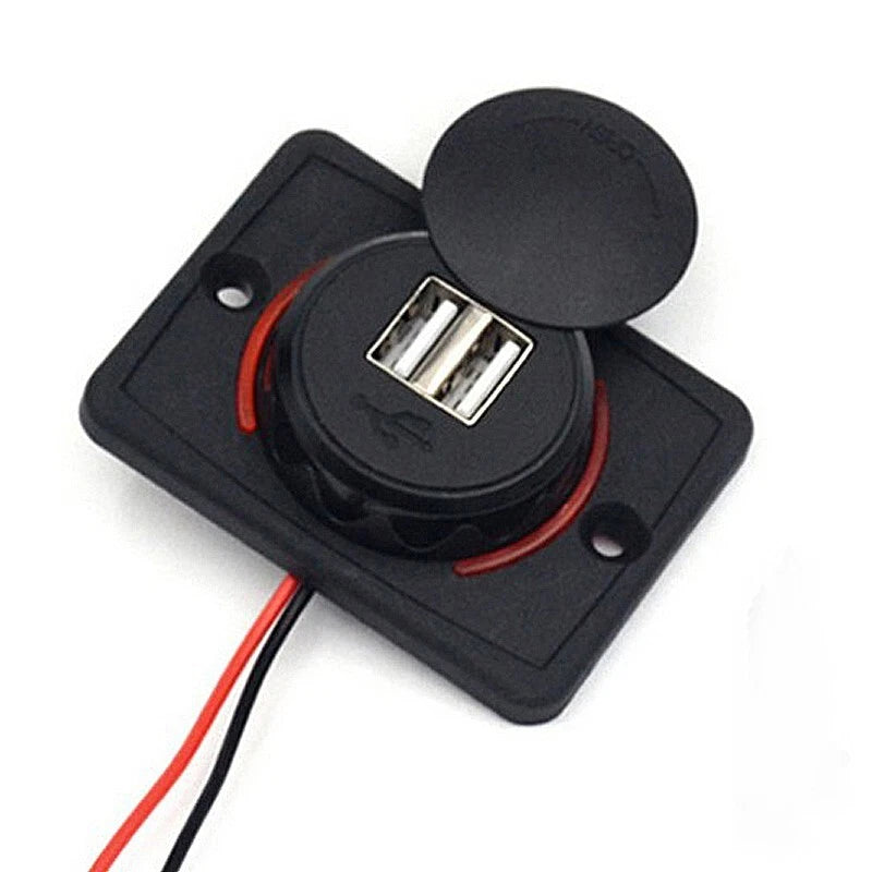 12/24V Dual USB for Port 3.1A Car Charger Adapter Car Marine/Boat Panel