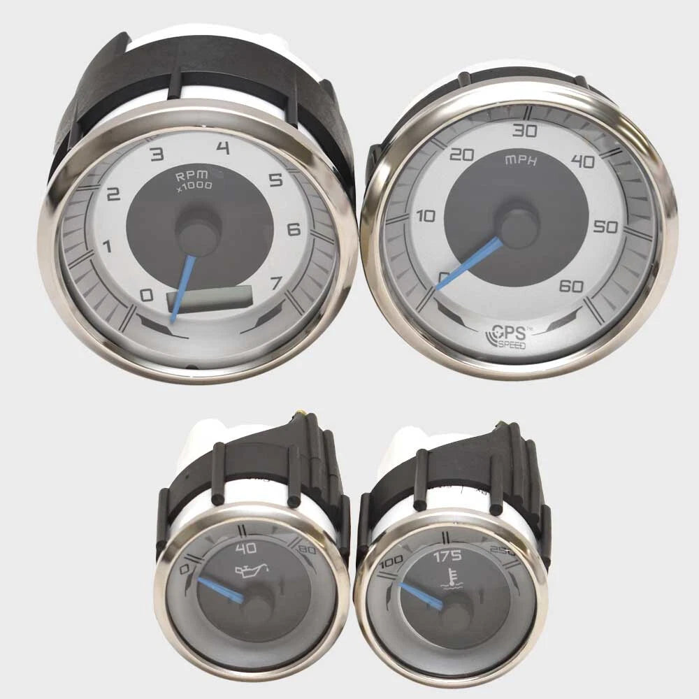 Faria Boat Gauge Set - Mercury with GPS Speedometer Silver (set of 4)