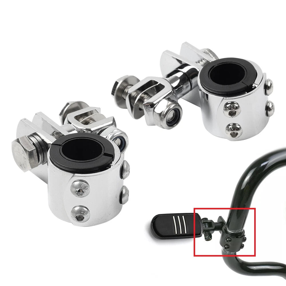 US 1" 1.25" Highway Bar Foot Pegs Mount Clamps Bracket Set for Harley Chrome