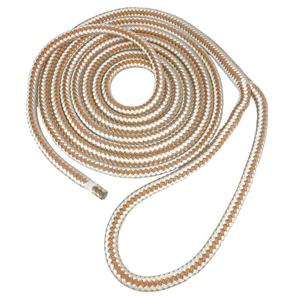 SeaGrace Boat Dock Line - Double Braided 1/2 Inch X 25 FT Gold White