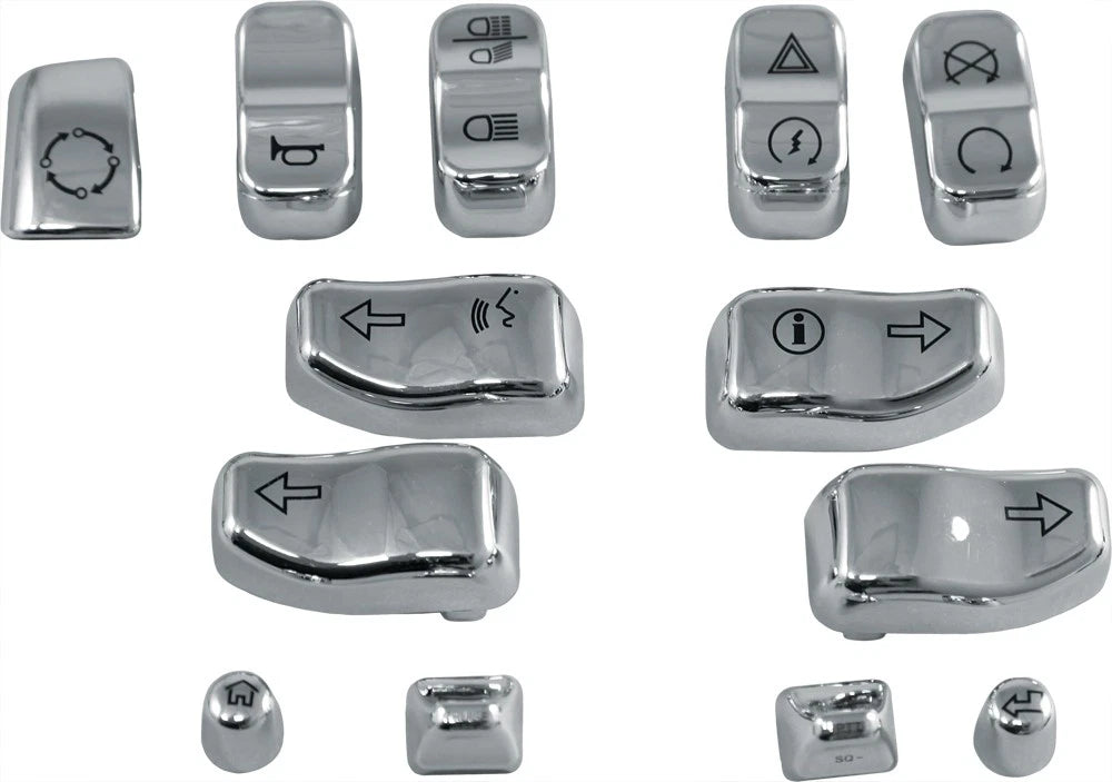 HardDrive Chrome Hand Controls Switch Caps 14 Up 13 Piece for Harley Davidson