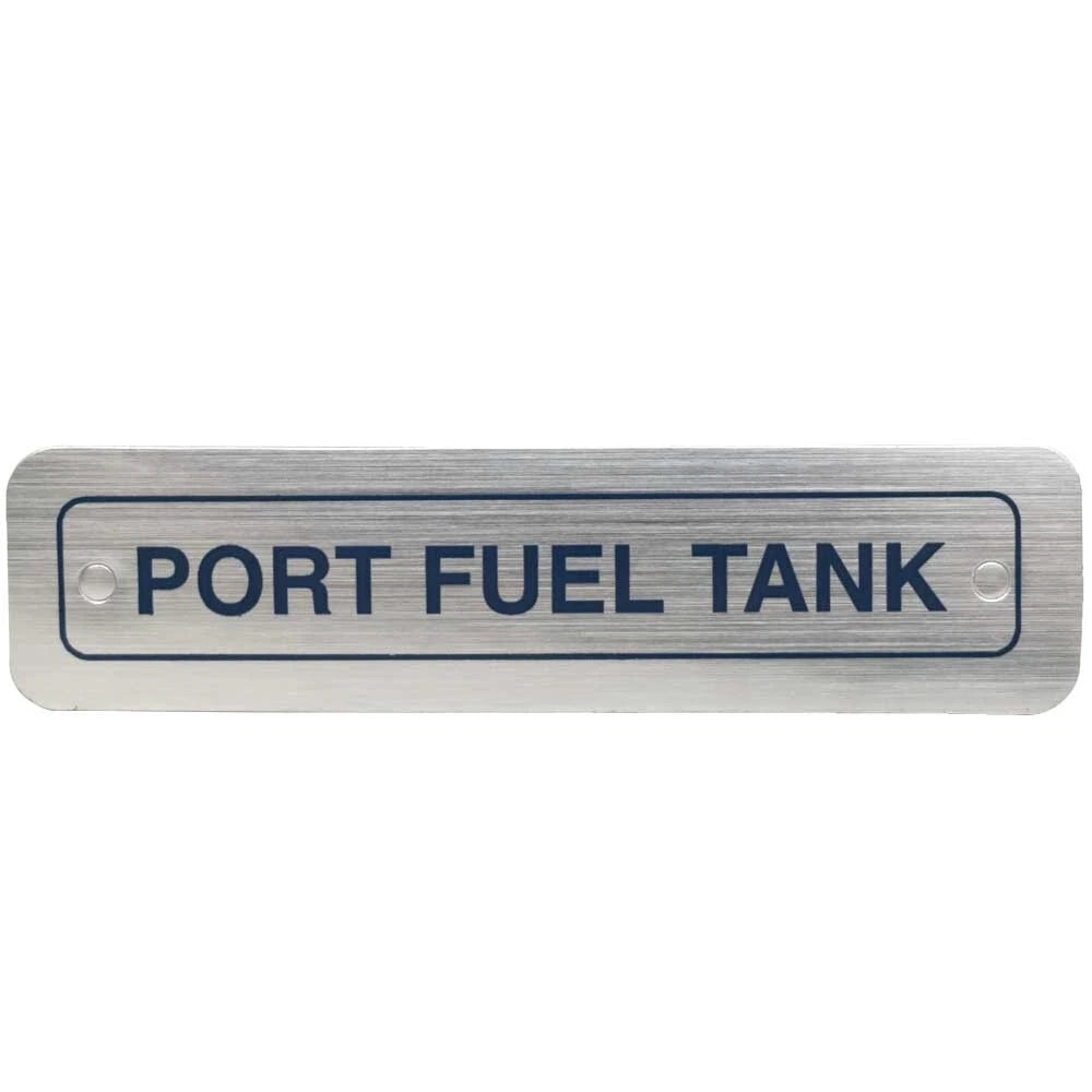 Boat Port Fuel Tank Decal - Brushed Silver Blue Sticker
