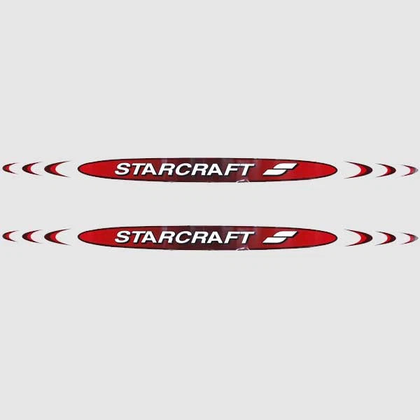 Starcraft Boat Graphic Decal - Red White Black 42 X 2 1/2 Inch (pair)