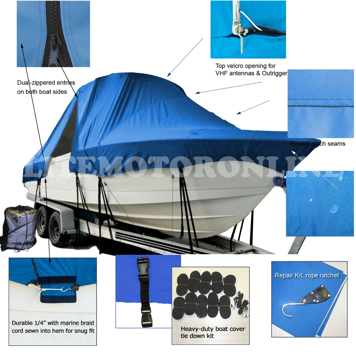 Robalo 2540 Walk Around T-Top Hard-Top Boat Cover Heavy Duty Breathable 600D