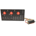Boat Battery Selector Panel with Breakers - Black Aluminum 20 X 10 1/4 Inch