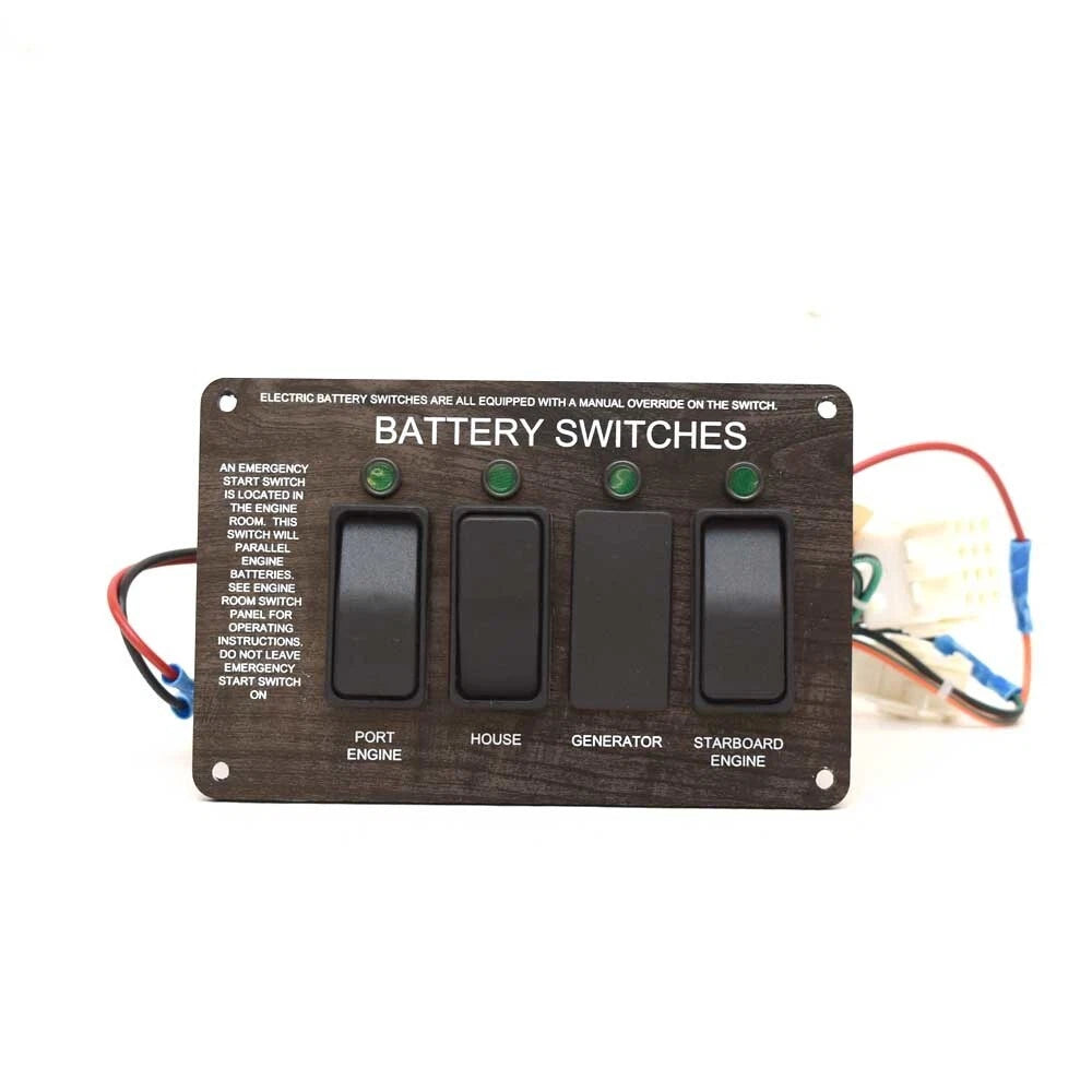 Rinker Boat Battery Switch Panel 63026 - Woodgrain 6 1/4 X 4 Inch