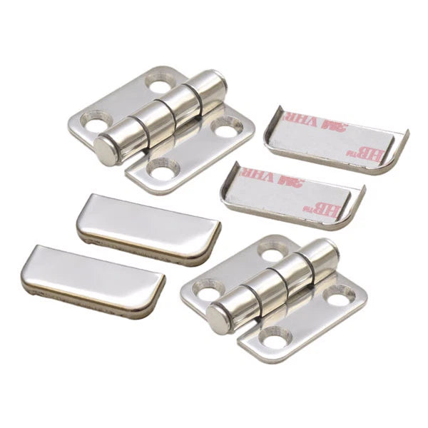 Boat Hinges with Finishing Caps - 1 1/2 X 1 3/8 Inch Stainless (pair)