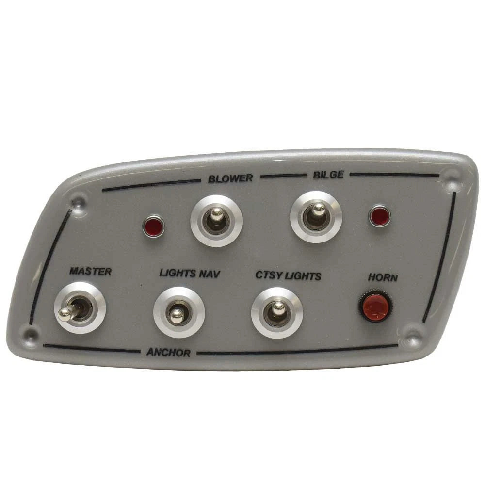 Tahoe Boat Toggle Switch Panel - 1950 Bilge Blower Lights Silver