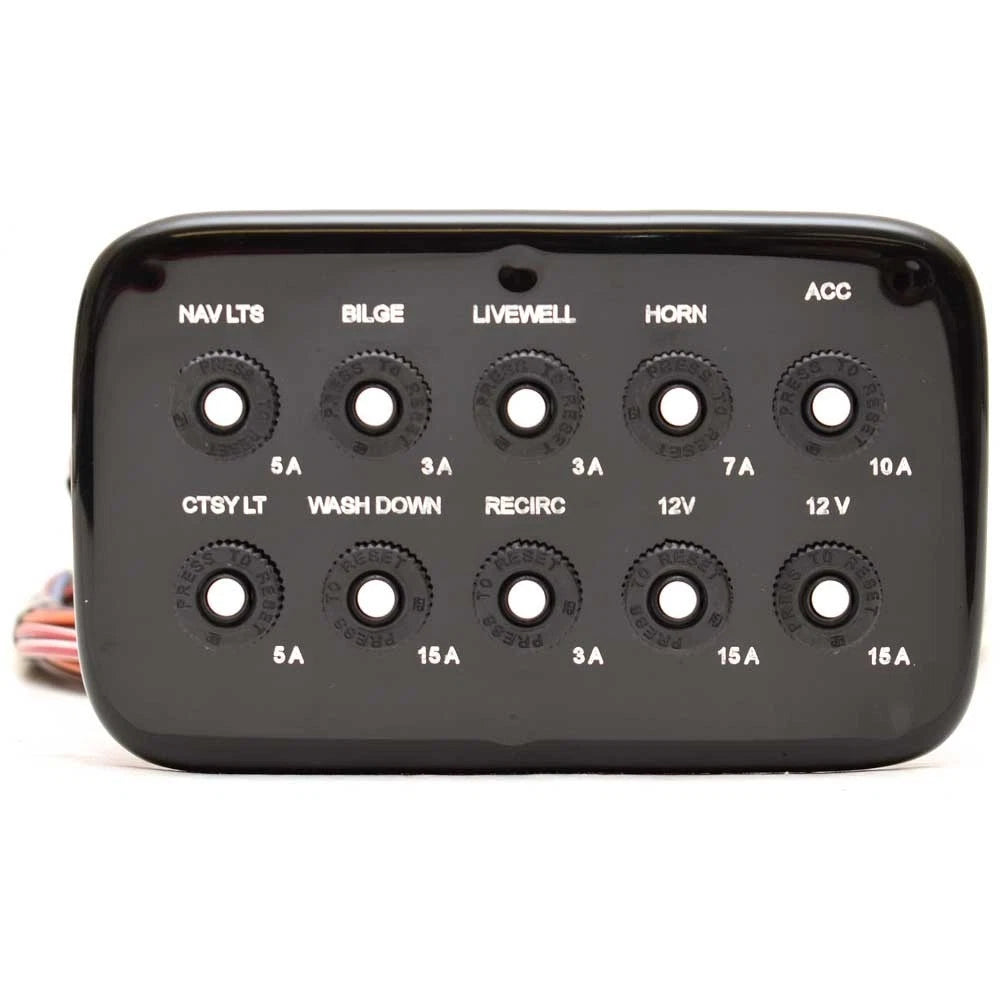 Lund Boat Breaker Panel 2207770 - Push to Reset Black 6 X 3 3/4 Inch
