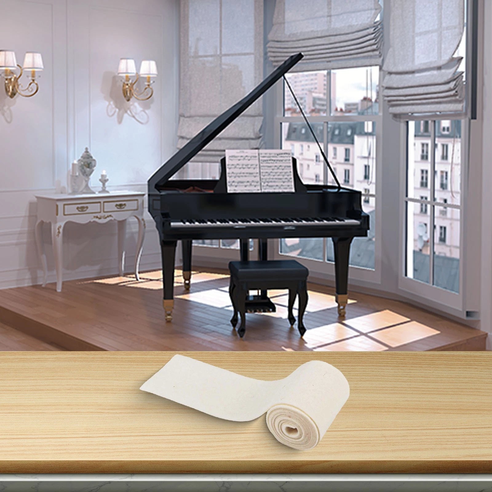 Piano Muffler Felt Repair Tool Woolen Material Fits Both Upright/Grand Pianos
