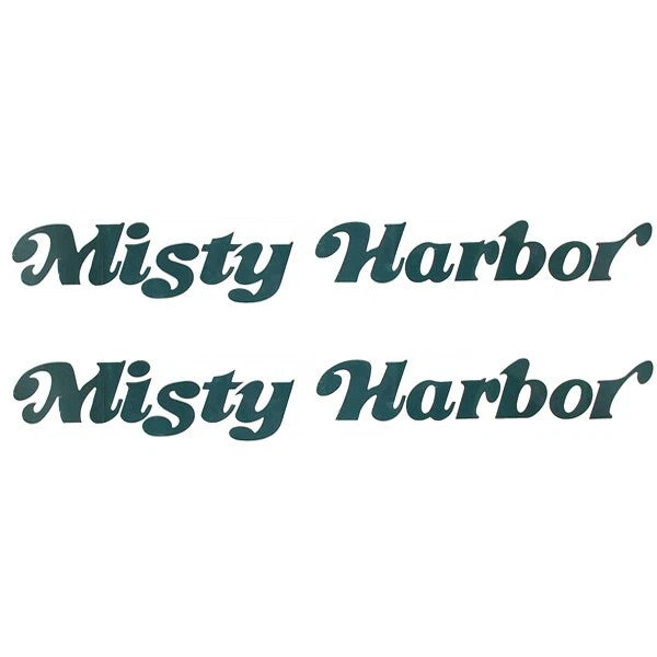 Misty Harbor Pontoon Boat Logo Decals - Dark Green Stickers (pair)