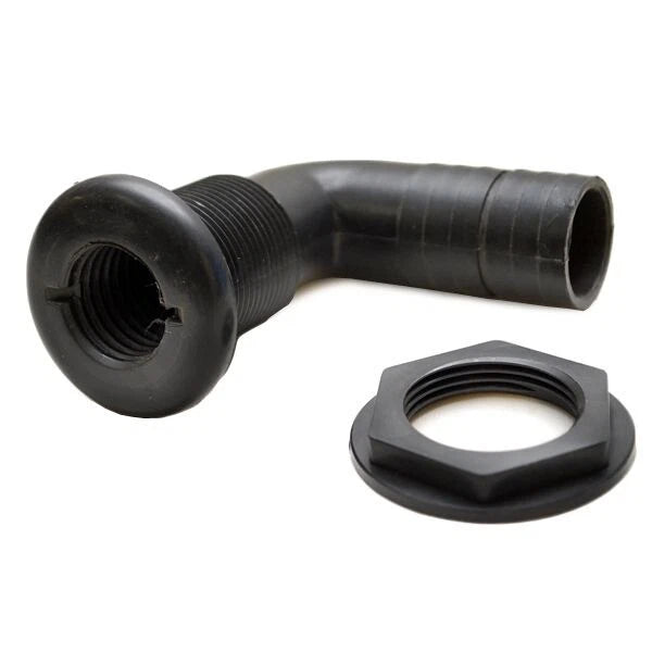 Standard Black Plastic 1 1/8 Inch 90 Degree Boat Thru Hull Connector