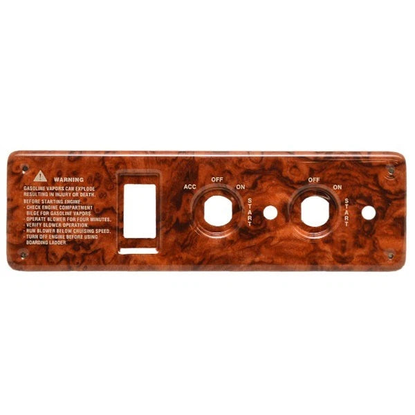 Rinker Boat Blank Dual Ignition Panel - Faux Woodgrain