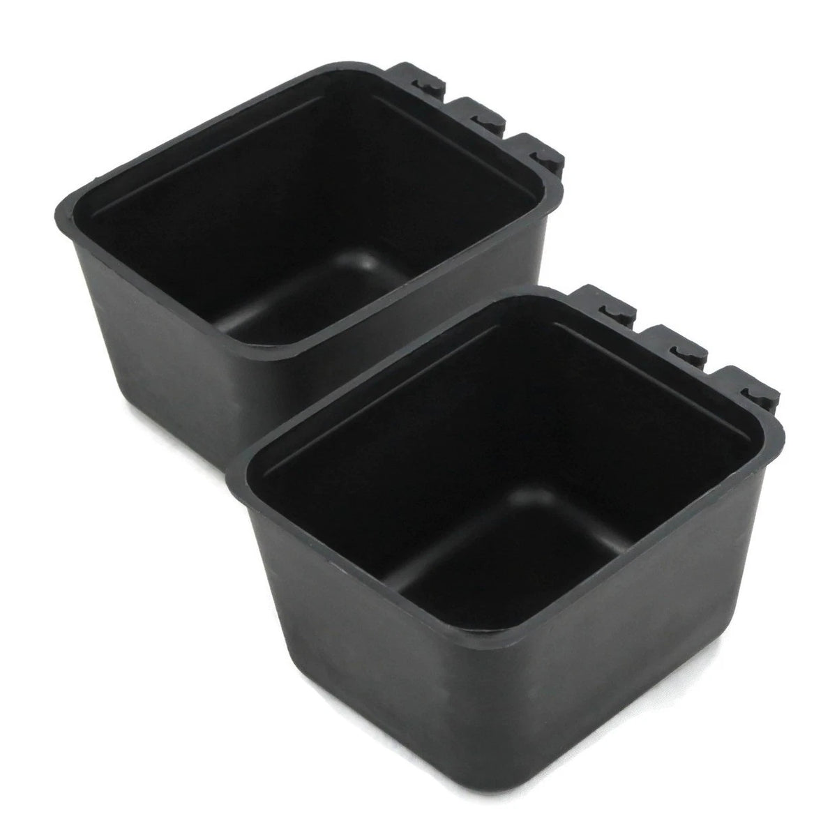 2-Pack - Black Cage Bowls Made of Durable Plastic for Farm Animals and Pets