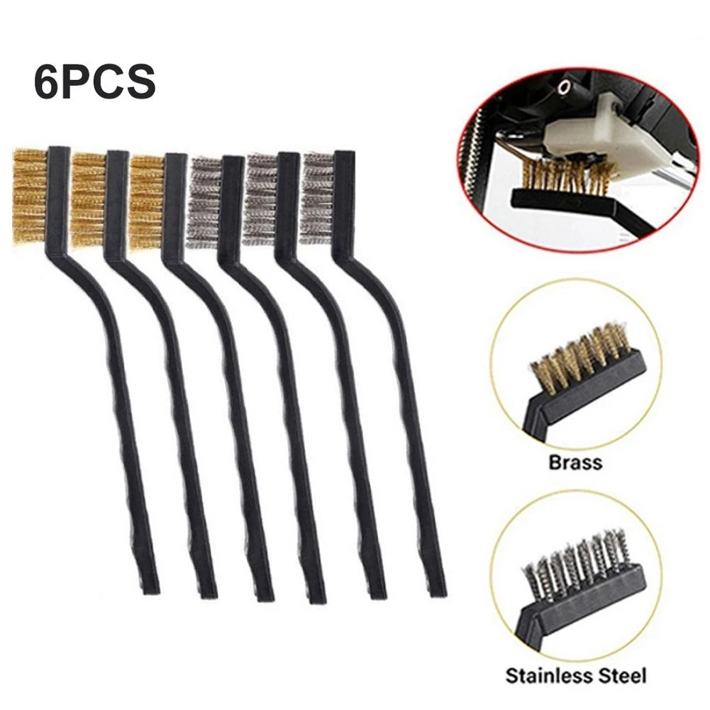 Wire Brush Brass Brushes 6pcs/Set Clean Tools for Polishing Metal Remove Rust