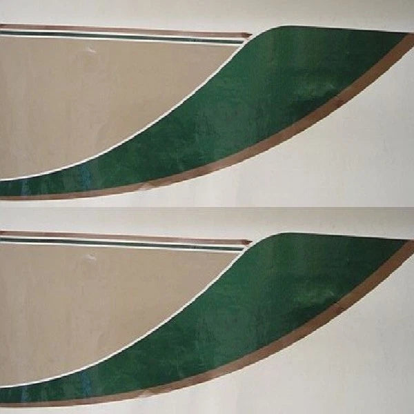 Tracker Boat Graphic Hull Decals - Green - Brown Stickers (pair)