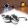 1157 Chrome Fire Ring Amber LED Turn Signal Light for Harley Housing