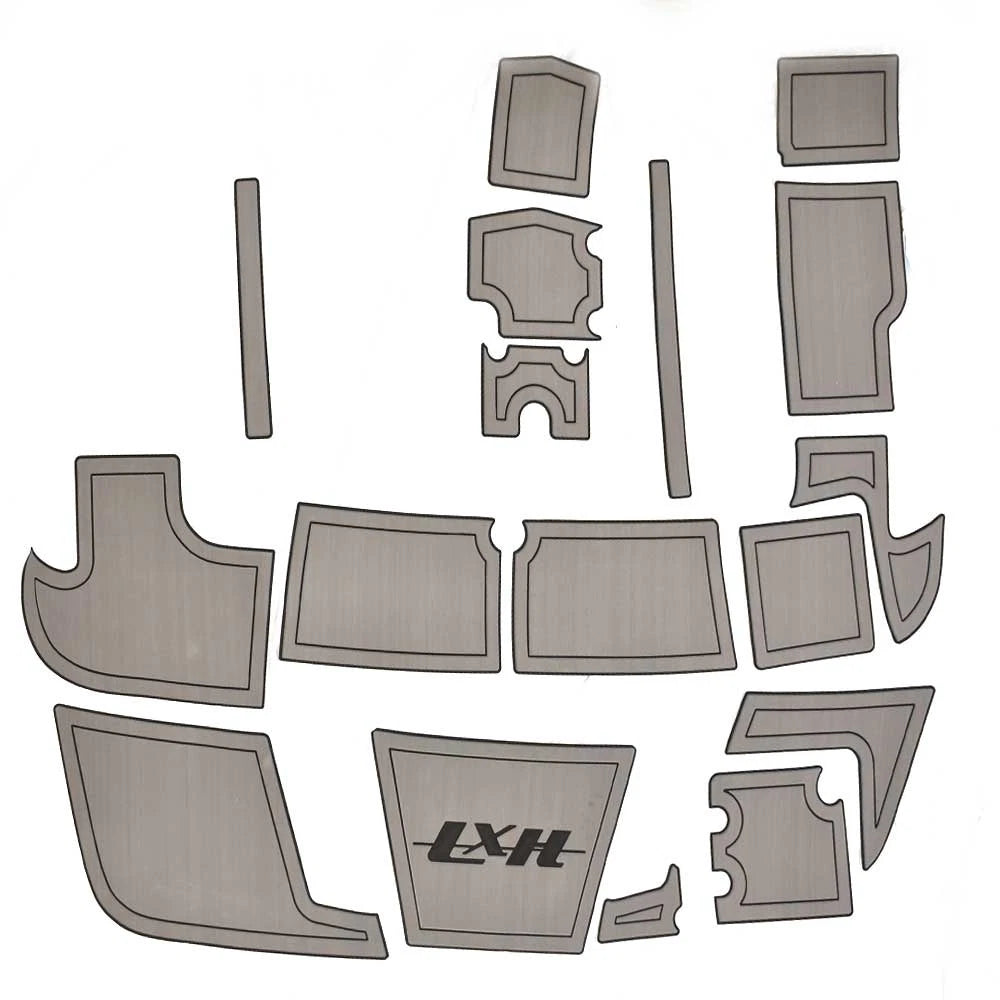 Larson LXH 210 Boat Non-Skid Deck Mats - Gray - Black (set of 17)