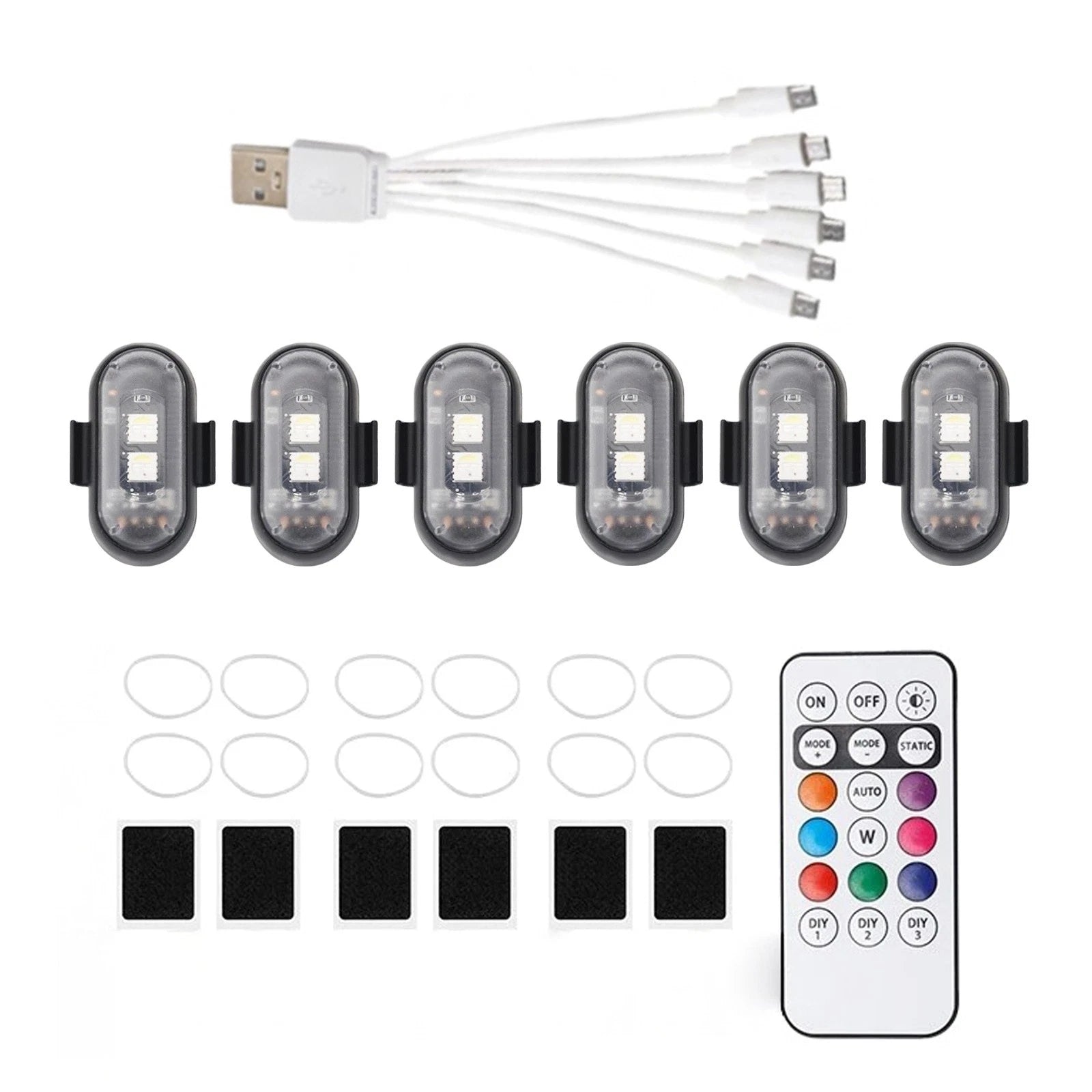 6Pcs Wireless LED Strobe Light RGB 8 Color Flashing Strobe Marker for UTV ATV