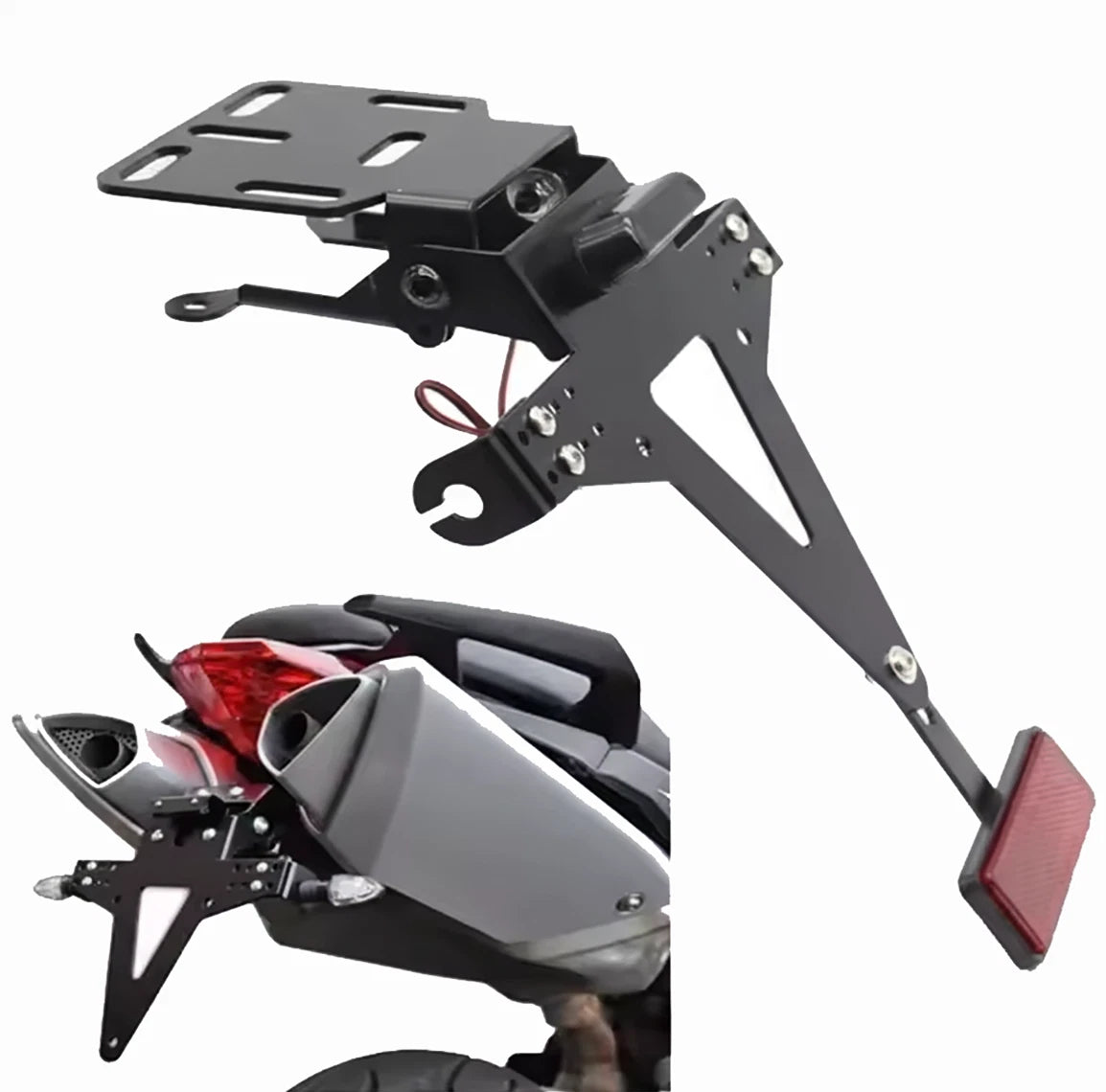 Universal Motorcycle Number Plate Frame Light Rear Reflector Adjustable