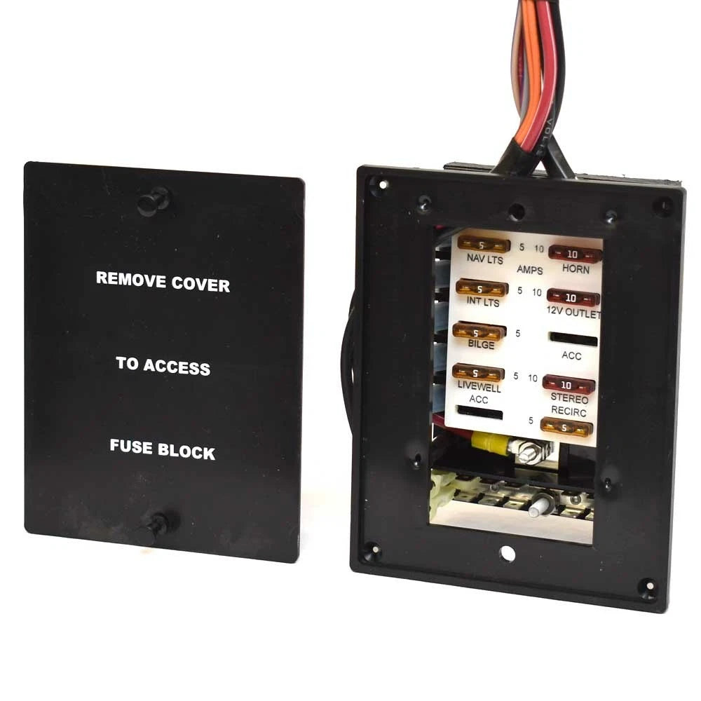 Lund Boat Fuse Block Panel 2286718 - 10-Position Black Plastic