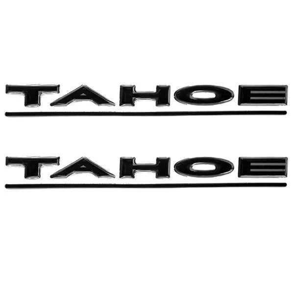 Tahoe Boat Raised Logo Decals 137314 - Black Silver Stickers (pair)