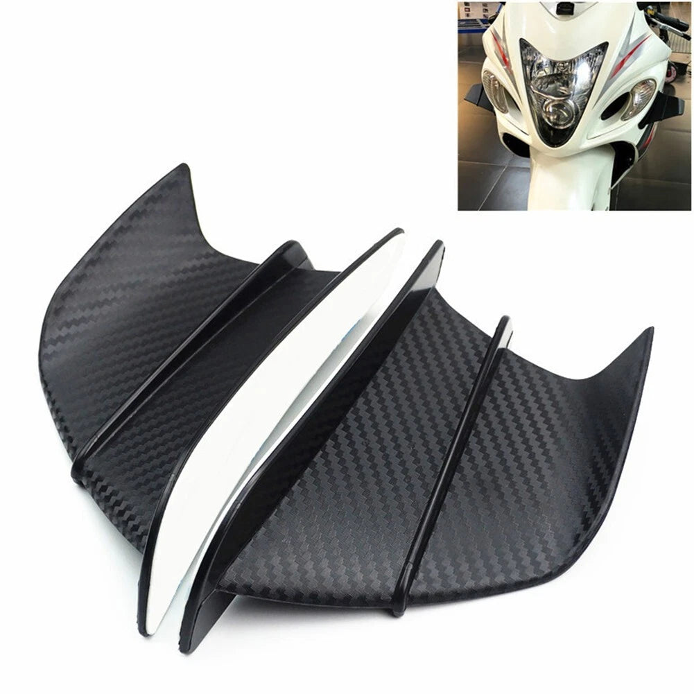 Motorcycle Side Fairing Winglet Wing Spoiler Glossy Carbon Fiber