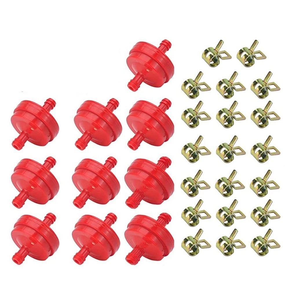 Inline Fuel Filter Hose Clamps Clips Kit for Lawn Mower Fits 1/4in Accessories