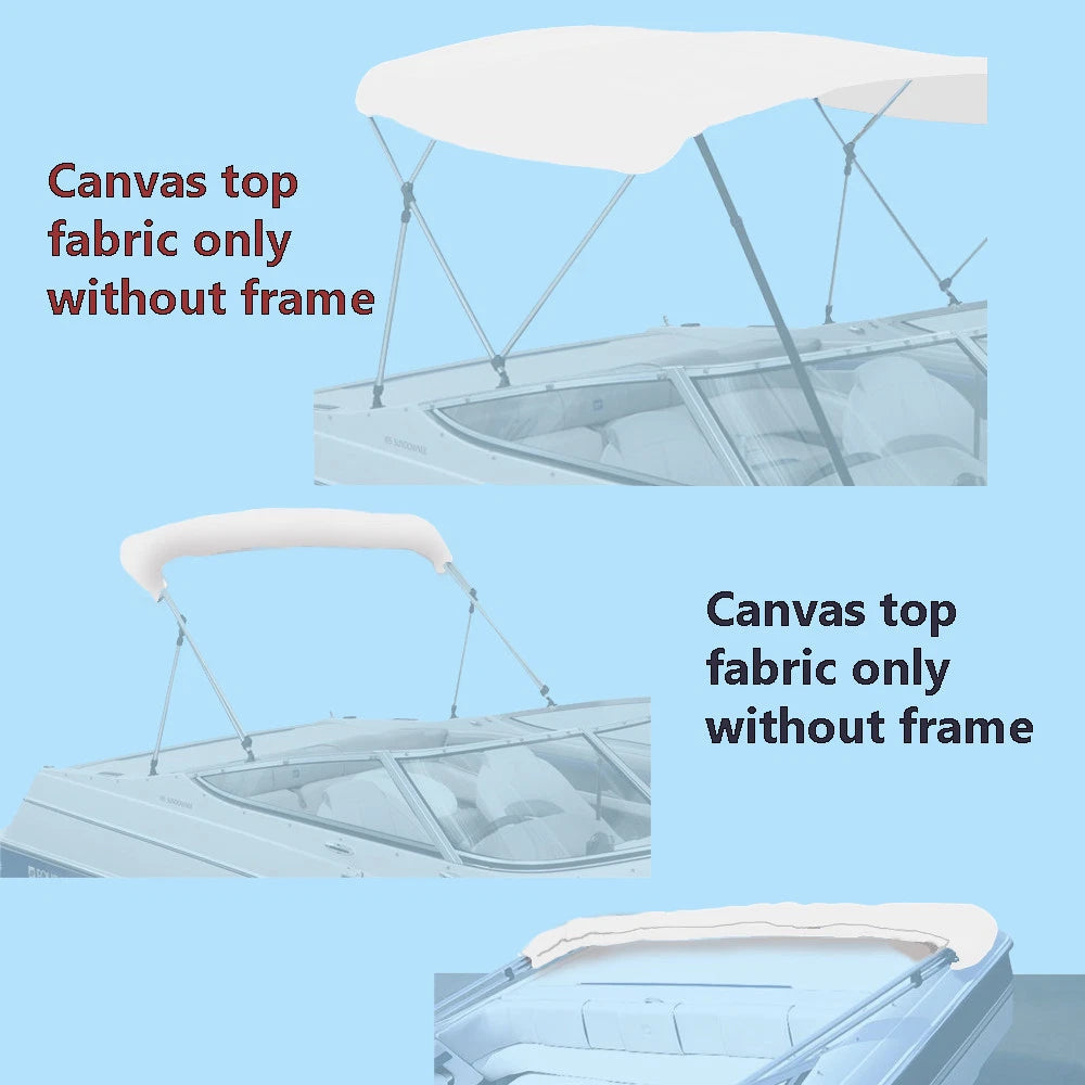 BIMINI TOP BOAT COVER CANVAS FABRIC WHITE with BOOT FITS 3 BOW 72"L 46"H 79"-84"W