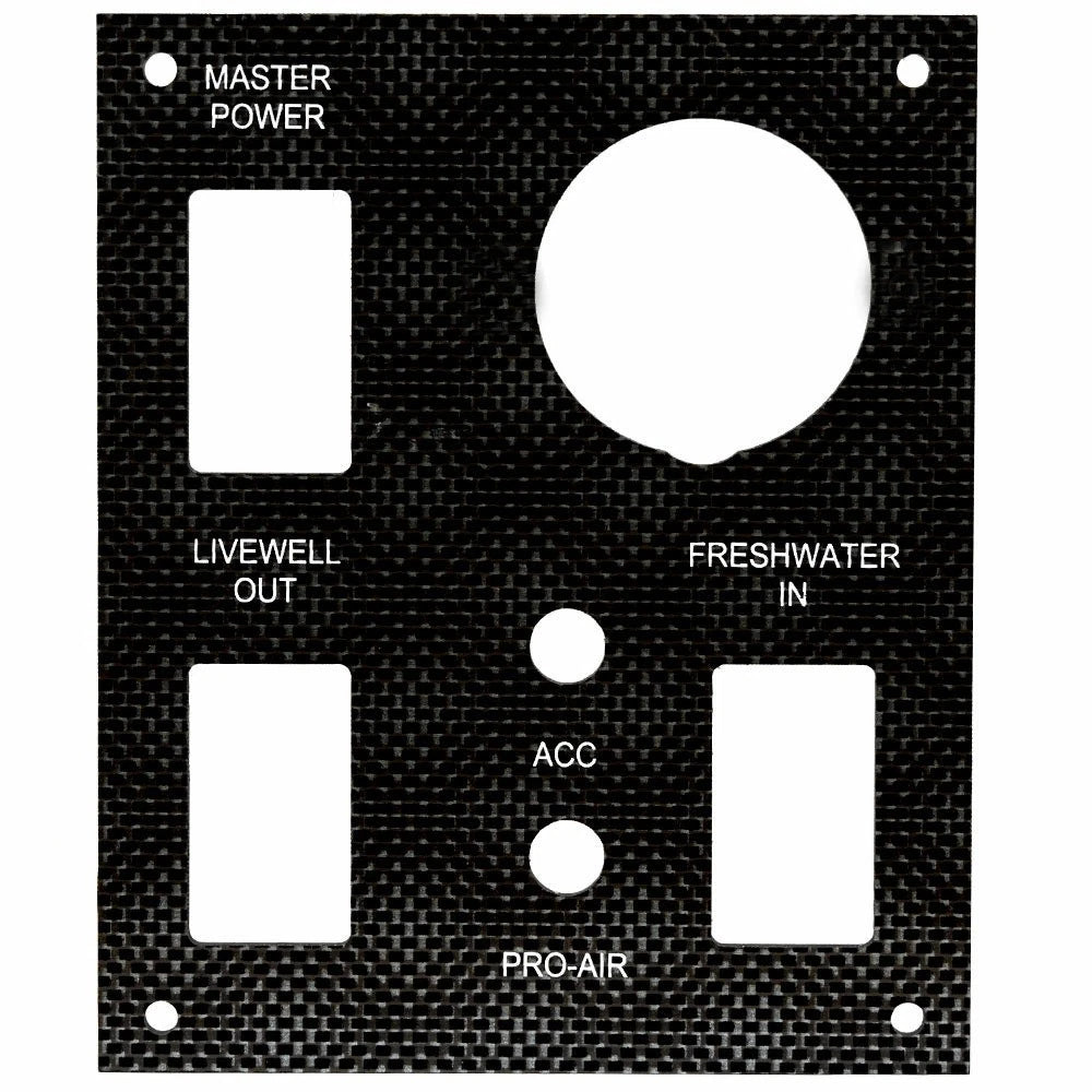 Bass CAT Boat Blank Switch Panel - Master Power Livewell Carbon Fiber