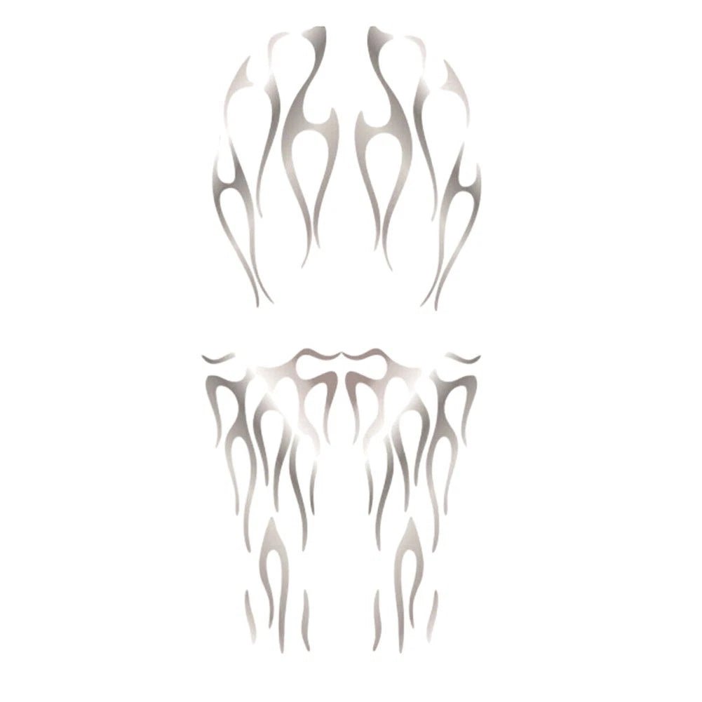 Flame Design Decal Kit in Matte Silver for Motorcycle for Gas Tank & Fender