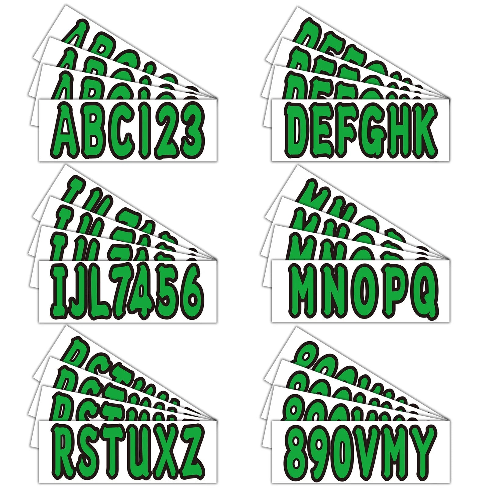 4Sets Watercraft Registration Numbers 3"lettering Vinyl Boat JetSki Decals Green