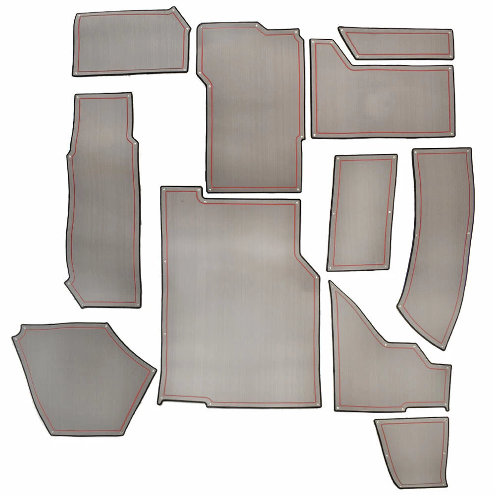 Cobalt Boat Non-Skid Cockpit Mats 403835 - A36 Slate Gray Red (11PC)