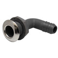 Boat Thru Hull Fitting - 1 1/8 Inch Elbow Nylon Stainless