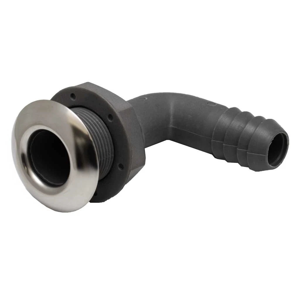 Boat Thru Hull Fitting - 1 1/8 Inch Elbow Nylon Stainless
