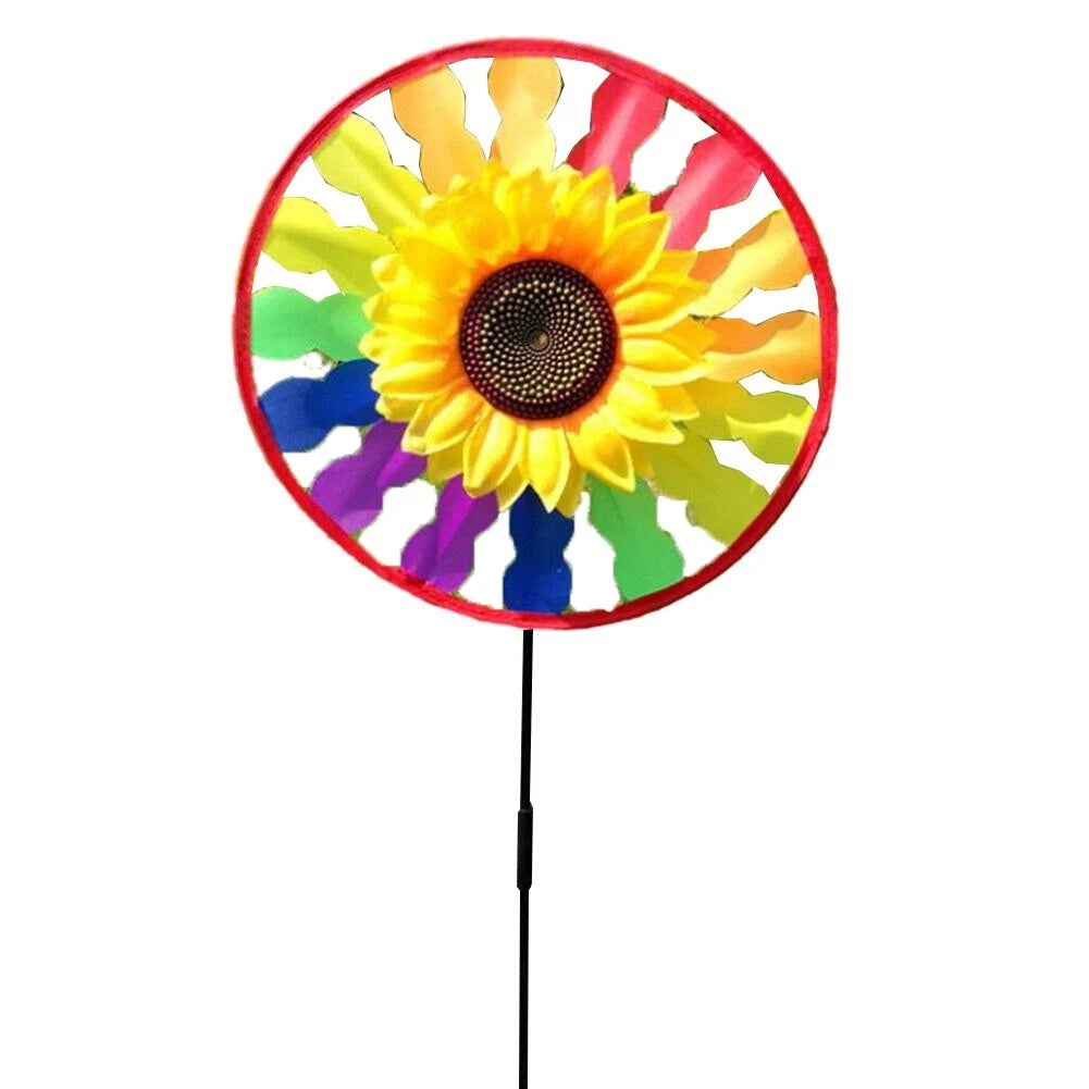 Easy to Install Yard Sunflower Windmill Whirling Wind Spinner for Outdoor Play