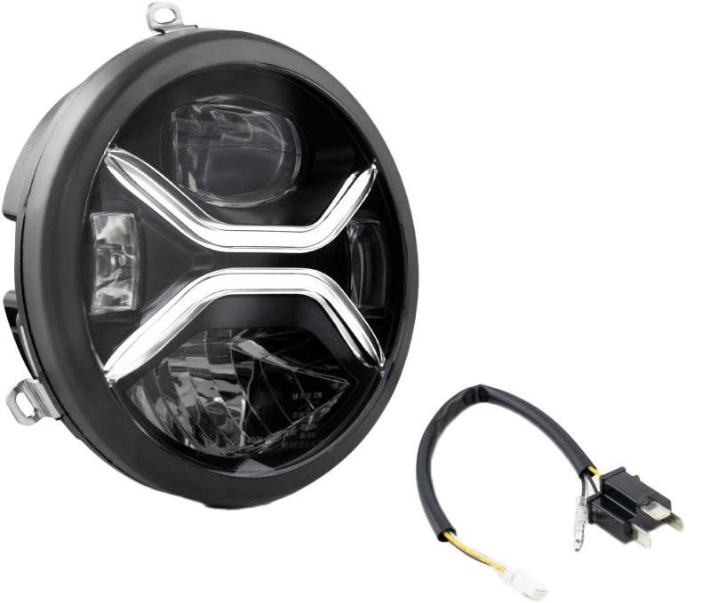 KOSO 7" Zenith LED Headlight with H4 Plug Fits Harley Davidson FLH & FLD Models