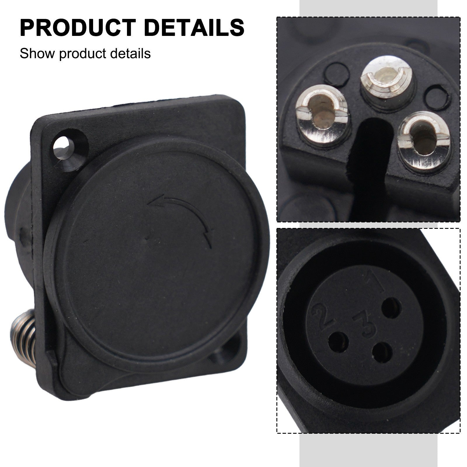 XLR 3-pin Socket Charging Port/socket Black for Audio Mobility Scooter