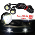 2pcs White Motorcycle Lights Strobe Backup Lamps Mirror Mount