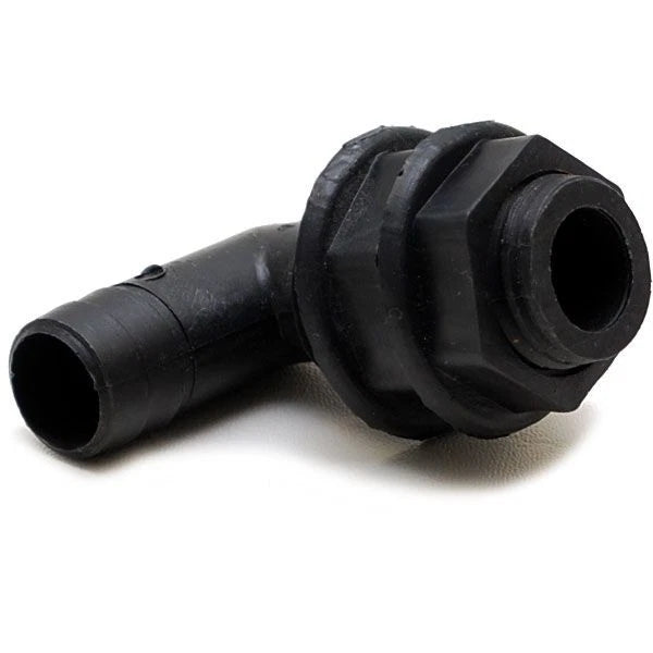 Boat Thru Hull Fitting - 90 Degree 3/4 Inch Black Plastic