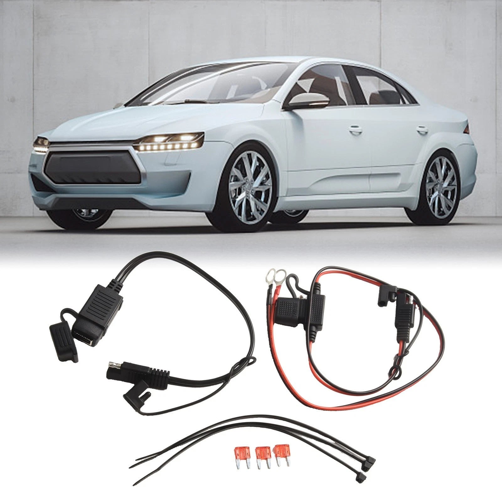 Compact and Portable Waterproof Motorcycle SAE to USB Charger Cable Adapter Kit