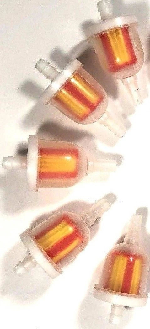 5 X UNIVERSAL MOTORCYCLE MINI SMALL ENGINE INLINE CARB FUEL GAS FILTER 1/4" 6MM