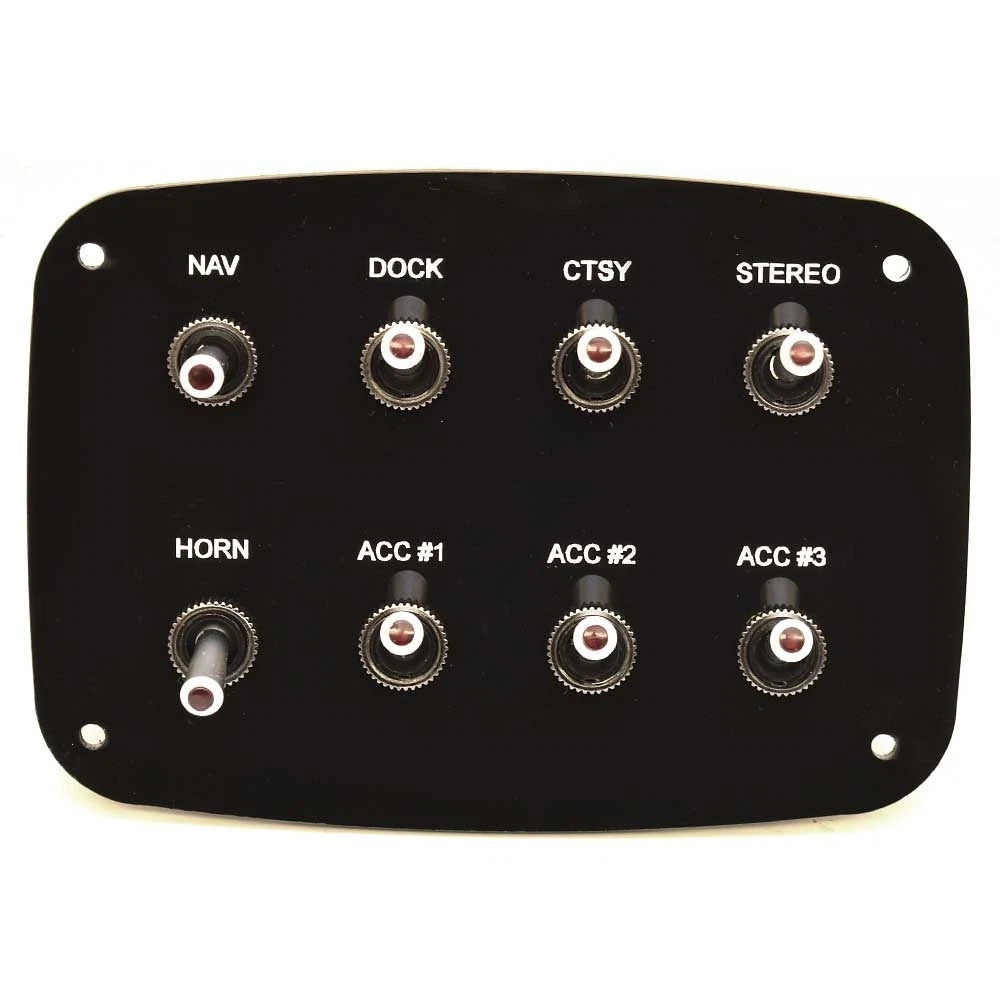 Pontoon Boat Lighted Toggle Switch Panel - Glossy Black