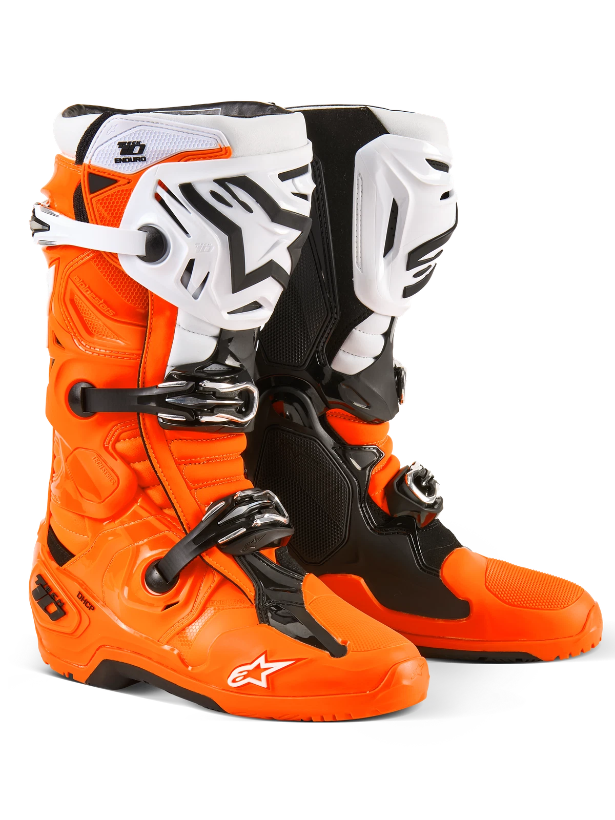 Alpinestars Tech 10 Enduro Boots US 7 Fluorescent Orange/Black/W Hite