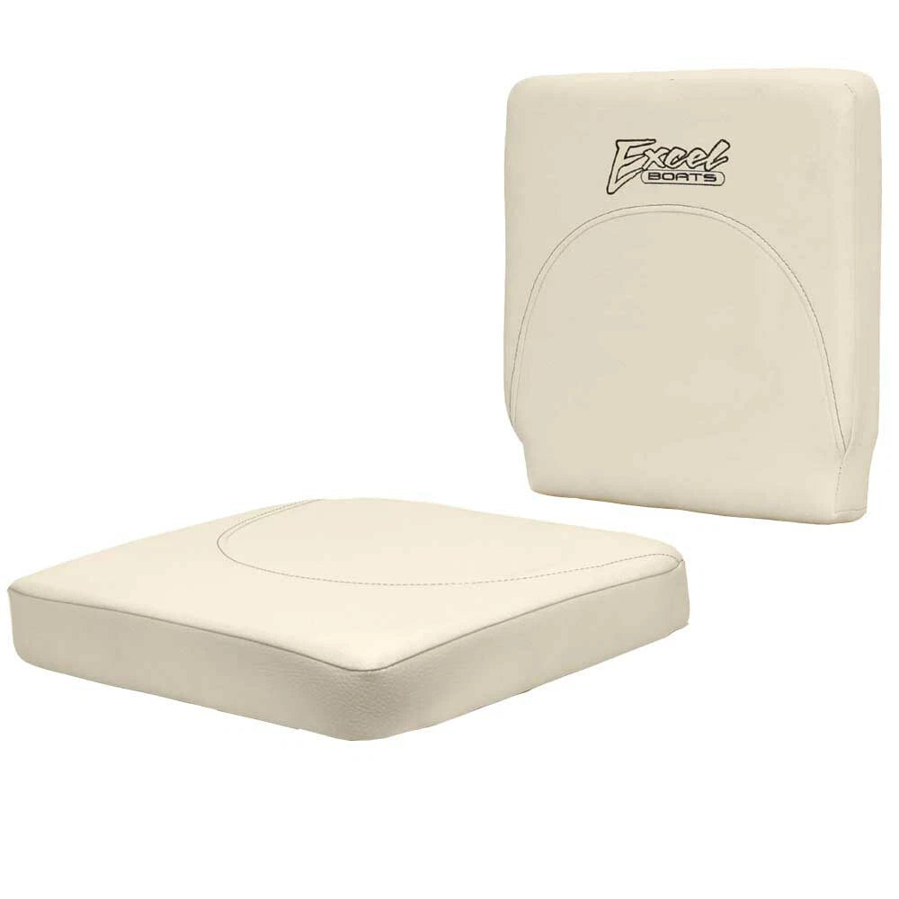 Excel Boat Seat Cushions - Off White Faux Leather (2 Piece Set)
