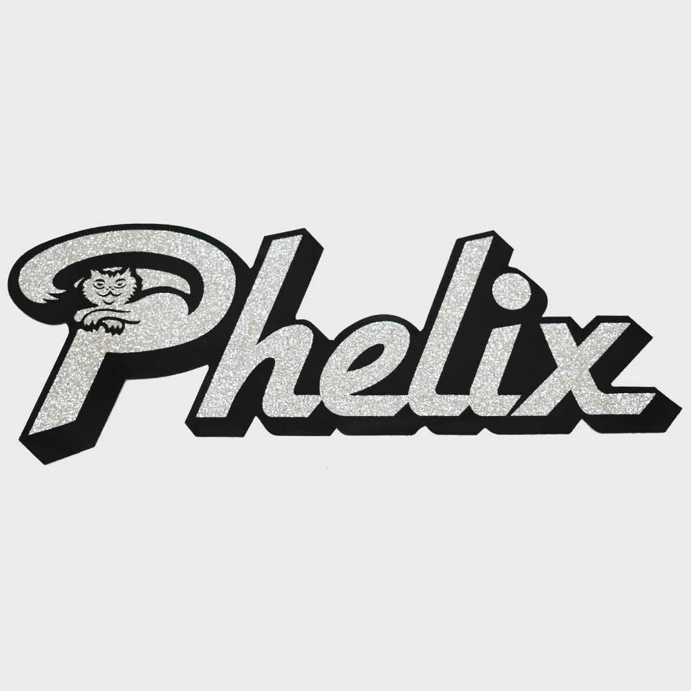 Bass CAT Boat Sticker Decal - Phelix Emblem Silver - Black Vinyl