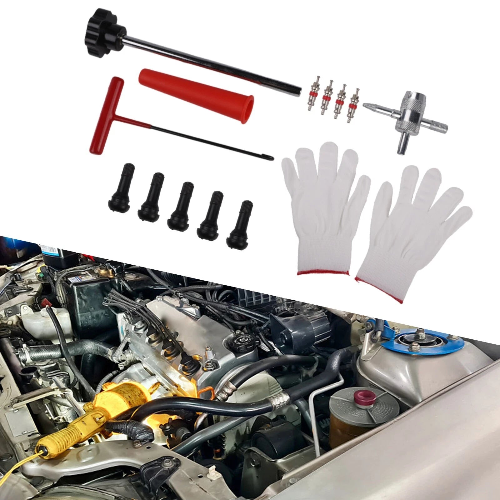 Quick Change Tire Valve Tool Kit 13pcs Compatible with for Cars ATVs and More
