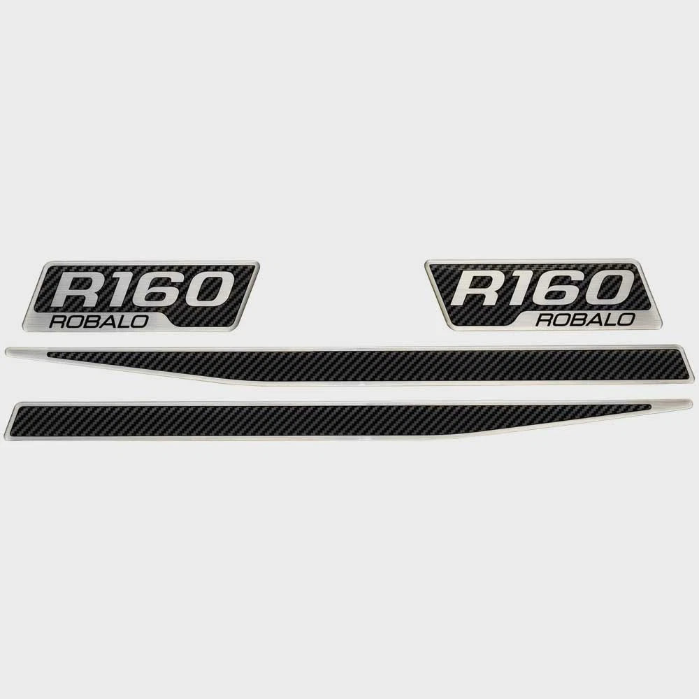 Robalo Boat Raised Emblem Decals - R160 Silver Black Gray Sticker (set of 4)