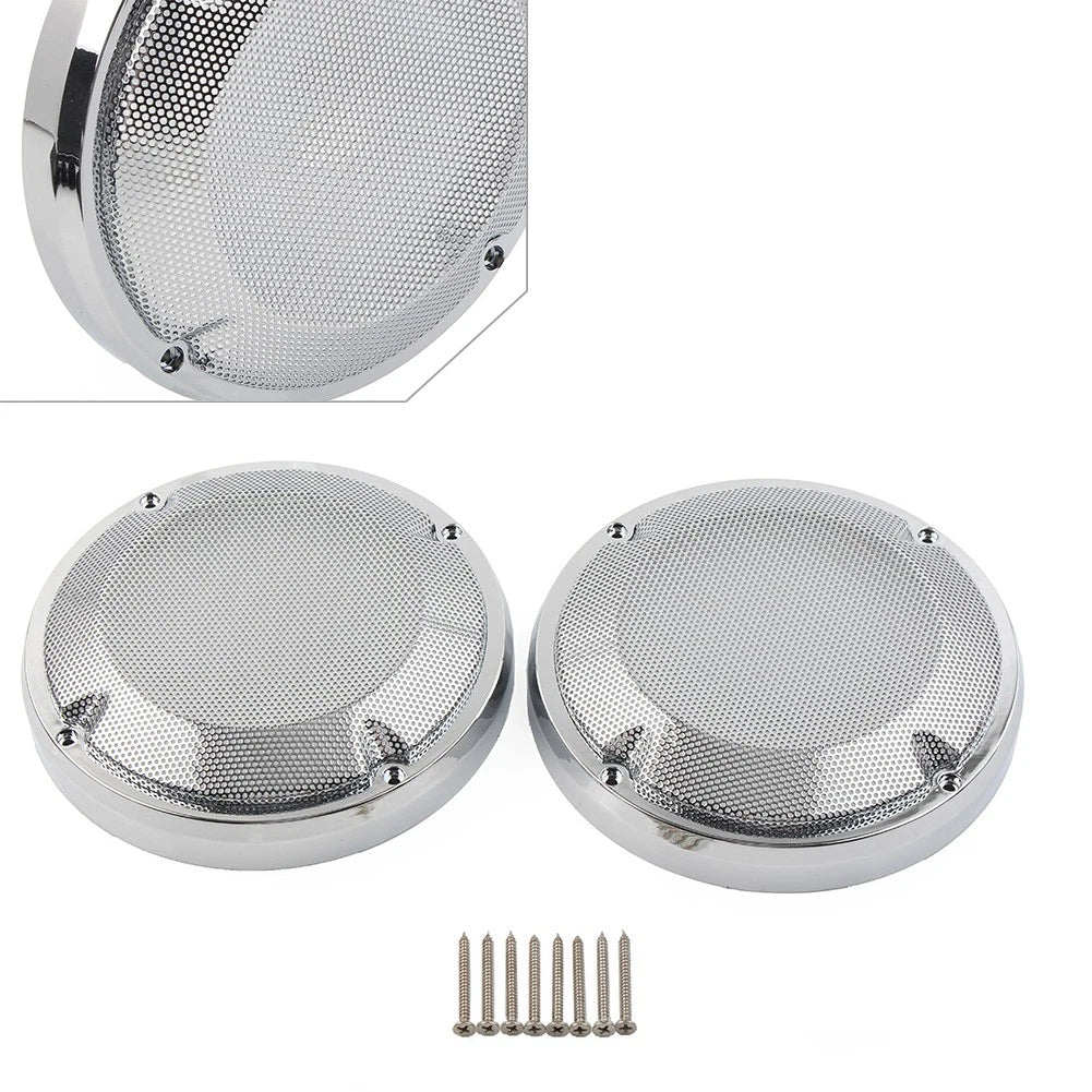 6.5" Saddlebag Lid Speaker Grill Cover Fit Harley Touring 1983-2020 Chrome 2PCS
